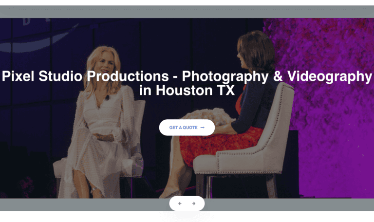 Pixel Studio Productions SEO portfolio example showcasing a website redesign for a Houston photography company