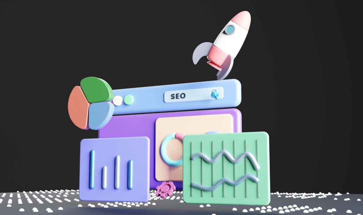 Houston SEO services illustration showing growth, rankings, and digital marketing results