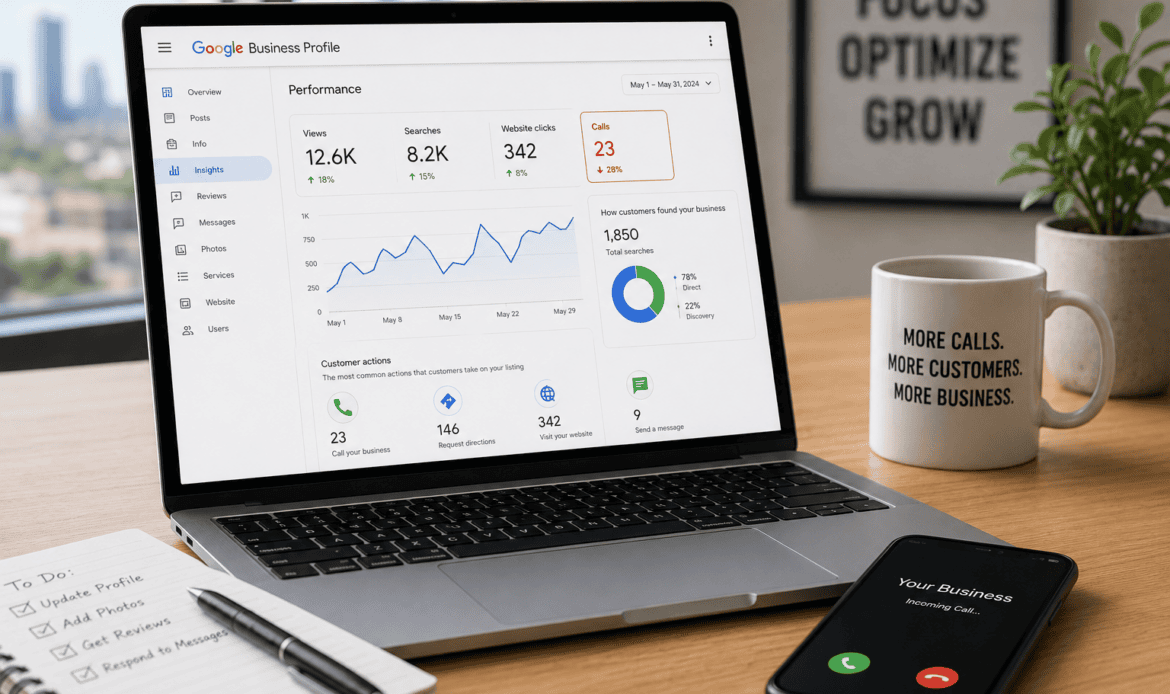Google Business Profile not getting calls dashboard and performance metrics